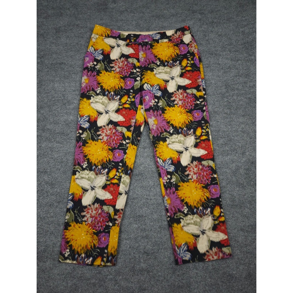 Anthropologie Elevenses Floral Pants Trousers Women's 8 (31 x 27) 100% Cotton